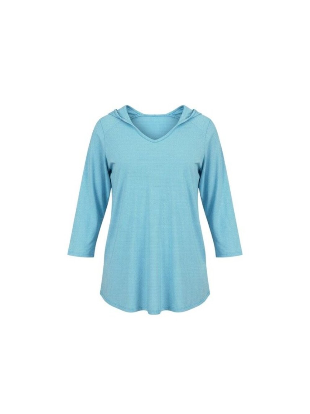 Lands' End Womens Light Blue Hooded 3/4 Sleeve Tunic Top 1XL